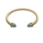 Renaissance® Classic Cable Bracelet Sterling gold with 14K Yellow Gold, Blue Topaz and Lapis, 5mm