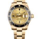 Rolex Submariner 40 18k Champagne Diamond Dial Black Bezel 16613T Gold Watch