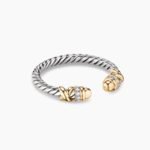 Petite Helena Ring Sterling Silver with 18K Yellow Gold Domes and Diamonds, 2.5mm