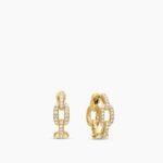 Stax Chain Link Huggie Hoop Earrings 18K Yellow Gold with Diamonds, 12.5mm