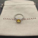 Petite Chatelaine® Pavé Bezel Ring Sterling Silver with Citrine and Diamonds, 7mm