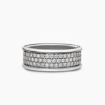 Streamline® Pavé Three Row Band Ring Sterling Silver with Diamonds, 8.5mm