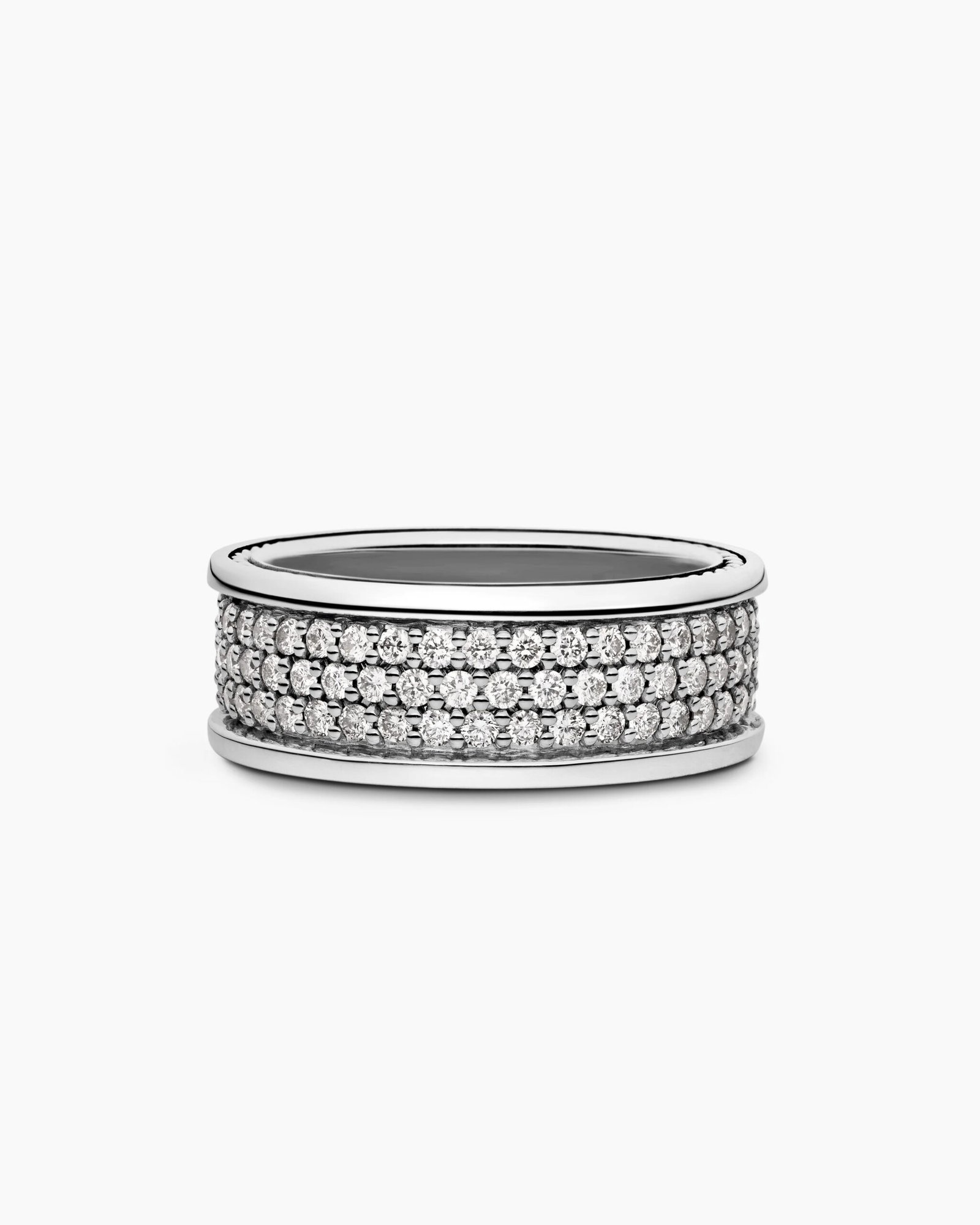 0bcea92b594d29fcf7d9944860234ff2-1.jpeg Streamline® Pavé Three Row Band Ring Sterling Silver with Diamonds, 8.5mm - Image 1