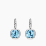 Albion® Drop Earrings Sterling Silver with Blue Topaz and Diamonds
