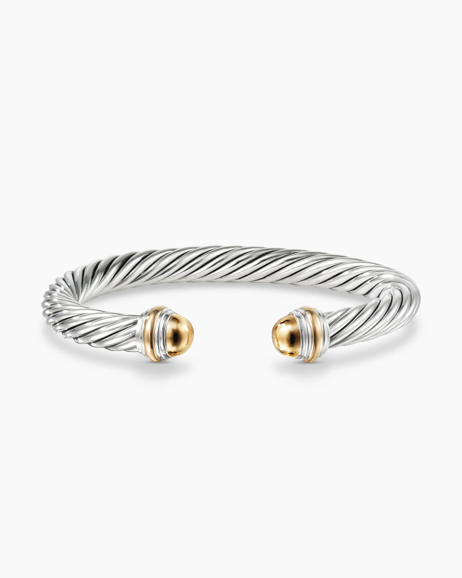 0dcfa5805d04c59ea1097f6e33aafe26.jpeg Classic Cable Bracelet Sterling Silver with 14K Yellow Gold Domes, 7mm - Image 1