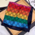 Silk scarf with colorful double G letter pattern