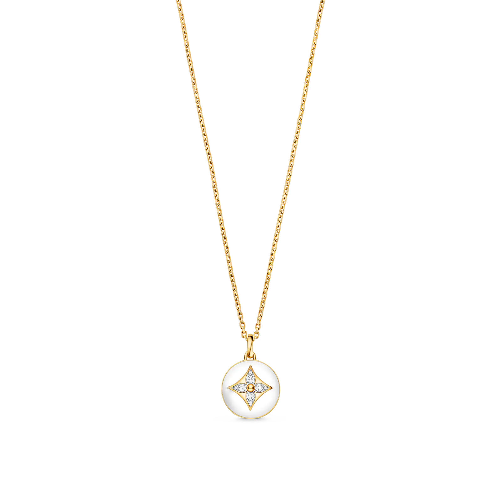 1098671df5d3088fd8fba50c3b99578d.png B Blossom Medallion, Yellow Gold, White Gold, White Agate And Diamonds - Image 1
