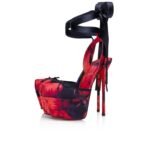 Cassia Lace Up Alta 160 mm Strappy Roses Printed Crepe Satin Multicolor