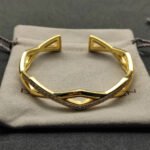 Zig Zag Stax™ Two Row Cuff Bracelet Sterling gold with Diamonds, 13mm