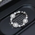 Silver Flower Brass Glass Bead Bracelet