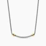 Petite Helena Wrap Station Necklace Sterling Silver with 18K Yellow Gold and Diamonds, 29mm