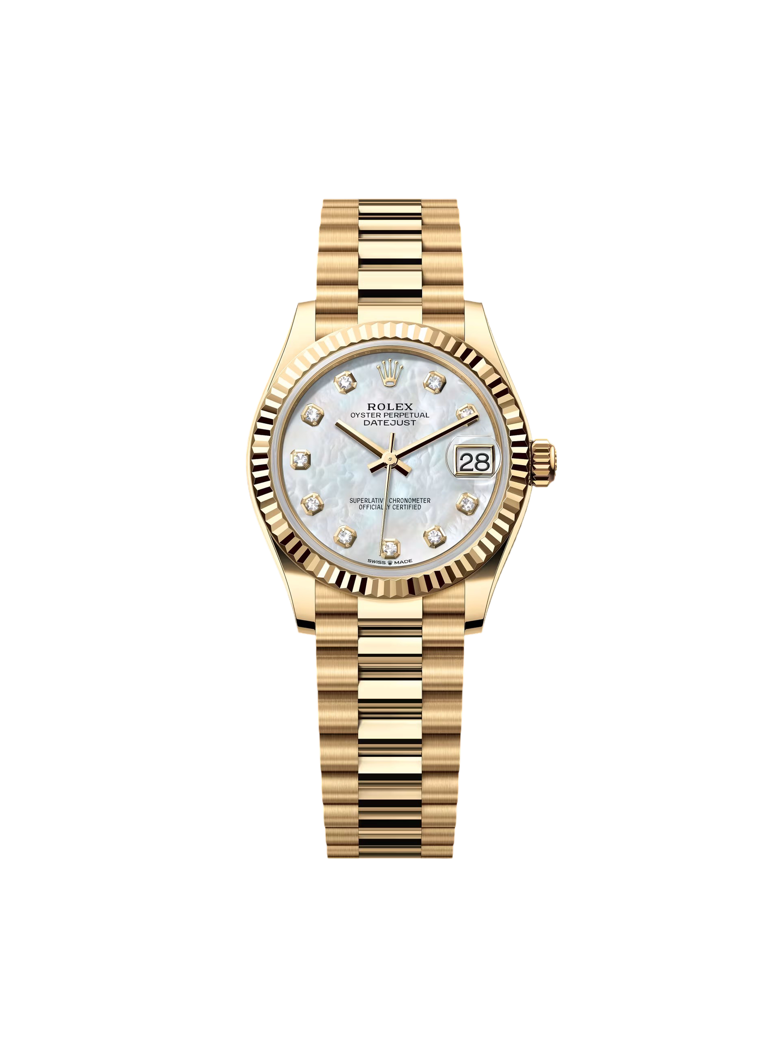 1c8b155151f69d0df85e76afb16a1ed7e6df9cf4e18a3a930af324b73f6dfb7c.png Rolex Datejust m278278-0020 White 31mm Dial President Bracelet Watch - Image 1