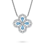 Diamond Loop Full Motif Aquamarine and Diamond Pendant