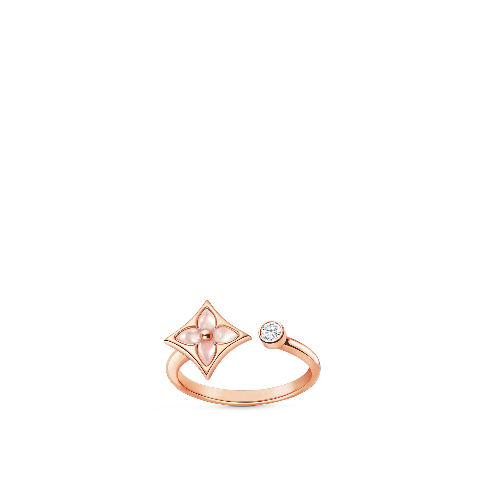 213bdb73a2e6c13162ac9c0f88396258.png Color Blossom Mini Star Ring, Pink Gold, Pink Mother-Of-Pearl And Diamond - Image 1