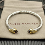 Cable Bracelet with Amethyst & Diamond Accents 5mm