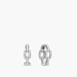 Stax Chain Link Huggie Hoop Earrings 18K White Gold with Diamonds, 24mm