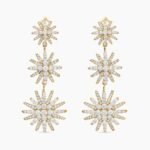 Starburst Triple Drop Earrings 18K Yellow Gold with Diamonds, 51mm
