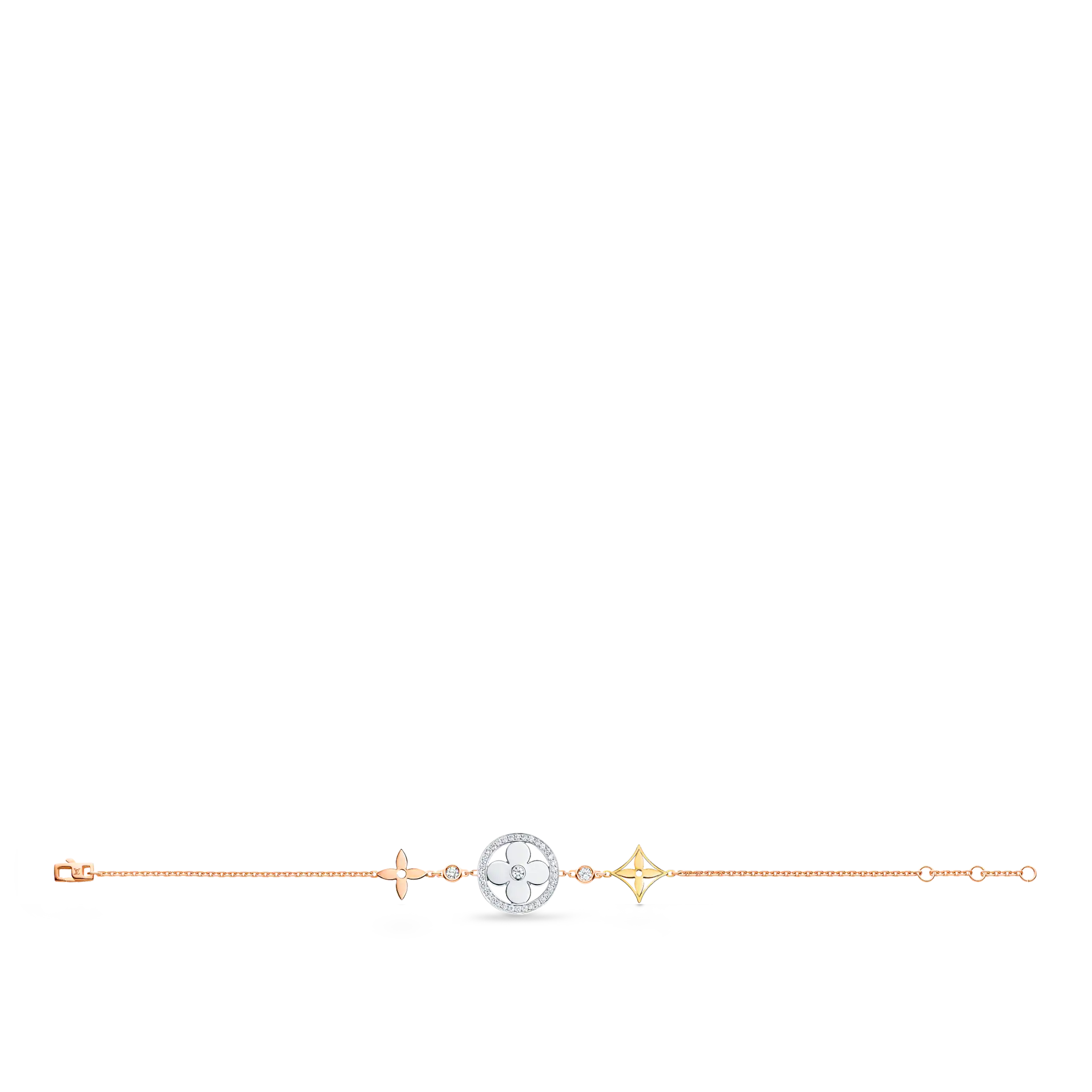 28b4b39efca7ba1831663679ab347275.webp Idylle Blossom XL Bracelet, 3 golds and diamonds - Image 1