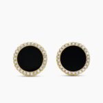 Petite DY Elements® Stud Earrings 18K Yellow Gold with Black Onyx and Diamonds, 14mm