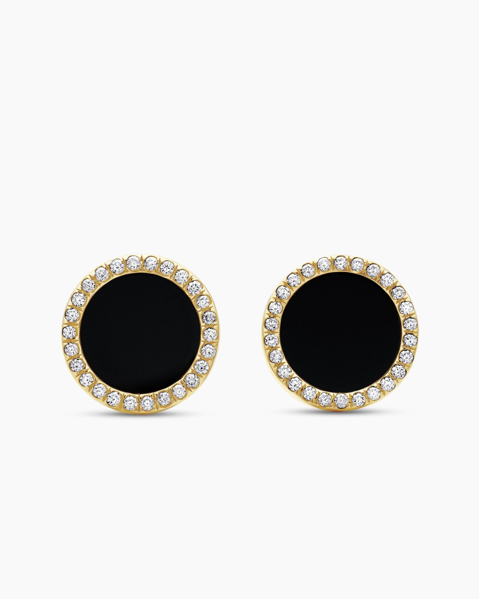 2d02cd32142aa4846a060a7497726c4b-1-1.jpeg Petite DY Elements® Stud Earrings 18K Yellow Gold with Black Onyx and Diamonds, 14mm - Image 1