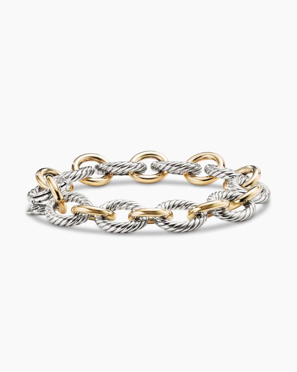 2dbbd48f4ce7adbe42b420e7e47c8d87.jpeg Oval Link Chain Bracelet Sterling Silver with 18K Yellow Gold, 12mm - Image 1