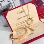LOVE BRACELET, 4 DIAMONDS + LOVE NECKLACE, 3 DIAMONDS