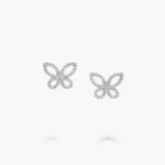 Mini Butterfly Silhouette Diamond Earrings WHITE GOLD