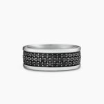 Streamline® Three Row Band Ring Sterling Silver with Black Diamonds, 8.5mm