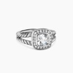 Petite Albion® Ring Sterling Silver with White Topaz and Diamonds, 7mm