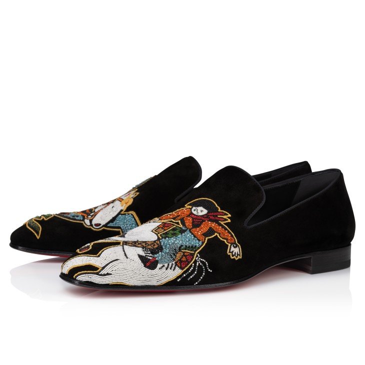 367678a723634265ae0296f9687fb12f.jpeg Dandylucky Loafers Veau Velours Giddy Embroidered Black - Image 1