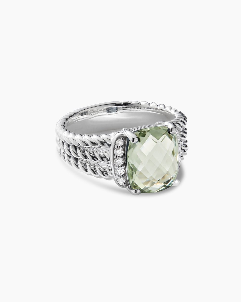 3a3550f8e7cc94548d1ce46893130fd1.jpeg Petite Wheaton® Sterling Silver with Prasiolite and Diamonds, 10mm - Image 1