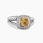 Petite Albion® Ring Sterling Silver with Citrine and Diamonds, 7mm