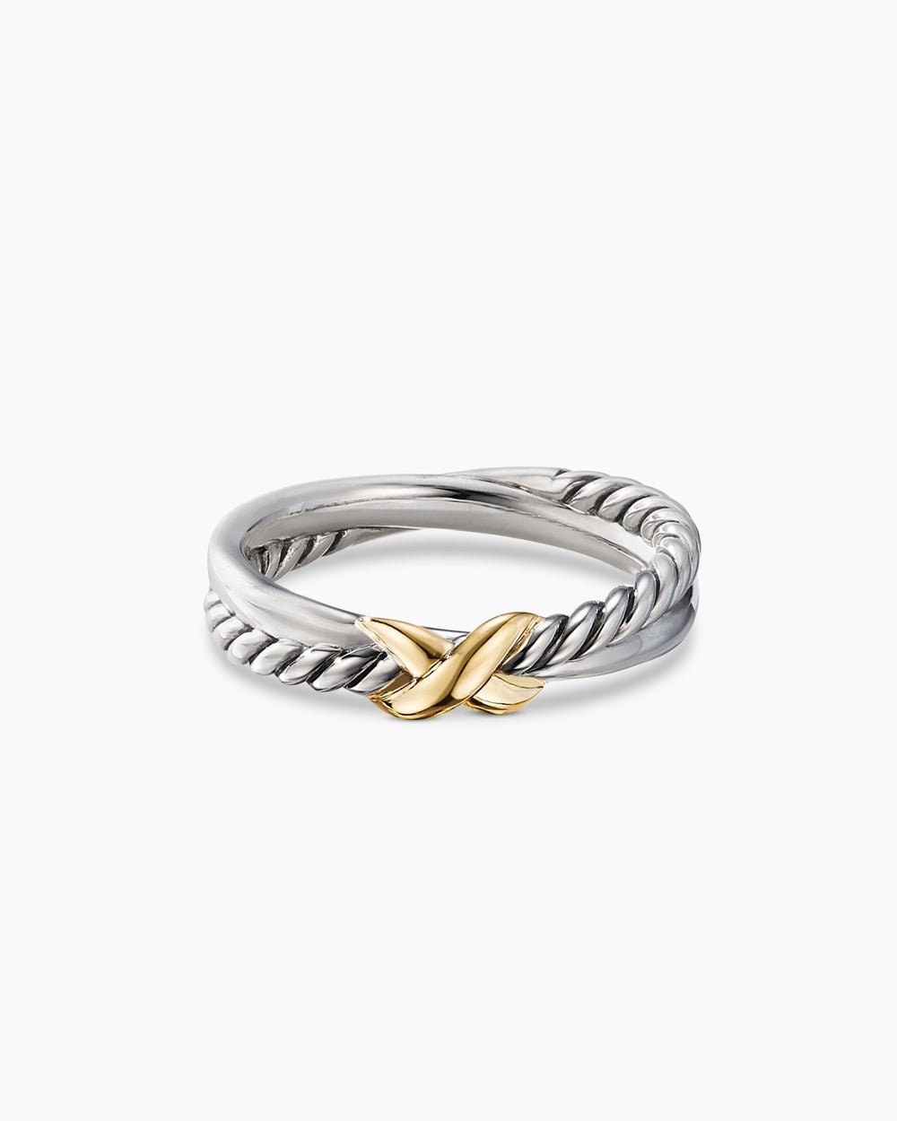 43e945d0f955748d09108dea99720f91.jpeg Petite X Ring Sterling Silver with 18K Yellow Gold, 4mm - Image 1