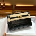 Hermès Epsom Kelly Crocodile Pochette Clutch