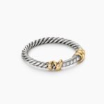 Petite Helena Wrap Band Ring Sterling Silver with 18K Yellow Gold and Diamonds, 4mm