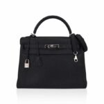 Kelly 28 Retourne Bag Black Togo Leather with Palladium Hardware