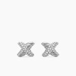 Petite X Stud Earrings Sterling silver with Diamonds, 8.4mm