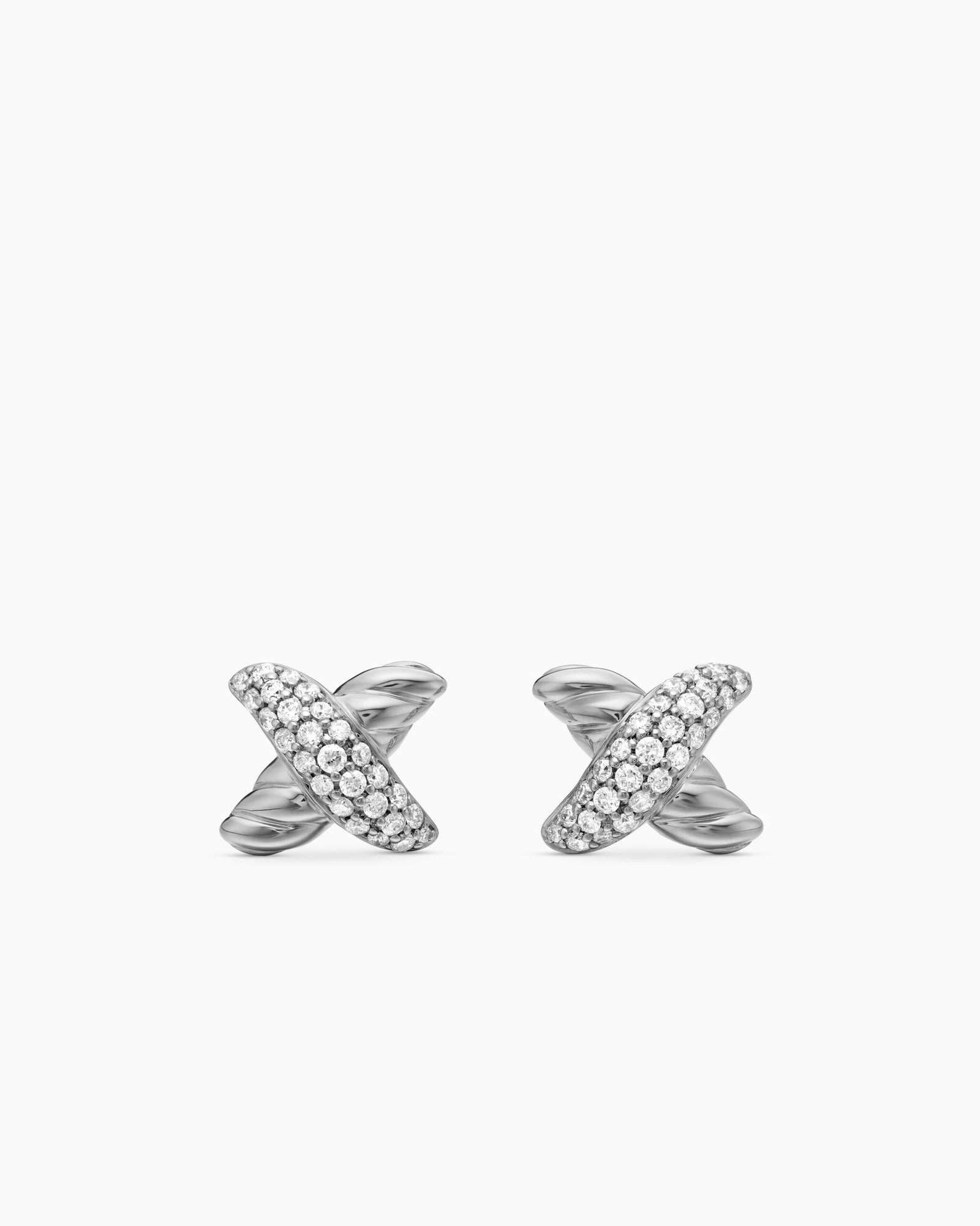 47d5684bf154d94c9fe04745b9633de1-1.jpeg Petite X Stud Earrings Sterling silver with Diamonds, 8.4mm - Image 1