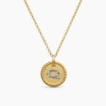 Initial Charm Necklace 18K Yellow Gold with Diamond Q
