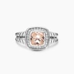 Petite Albion® Ring Sterling Silver with Morganite and Diamonds