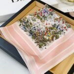 CD square pattern silk scarf