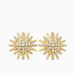 Starburst Stud Earrings 18K Yellow Gold with Diamonds, 19mm