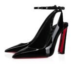 Condora Sling 100 mm Black Patent Calf Pumps