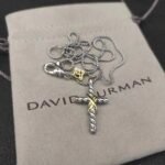 X Cross Pendant Sterling Silver with 18K Yellow Gold
