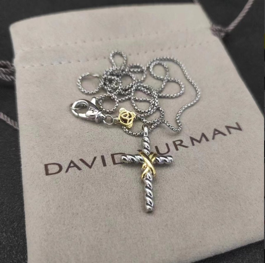 55595a8c250344098bab5c271622beeb-1.jpeg X Cross Pendant Sterling Silver with 18K Yellow Gold - Image 1