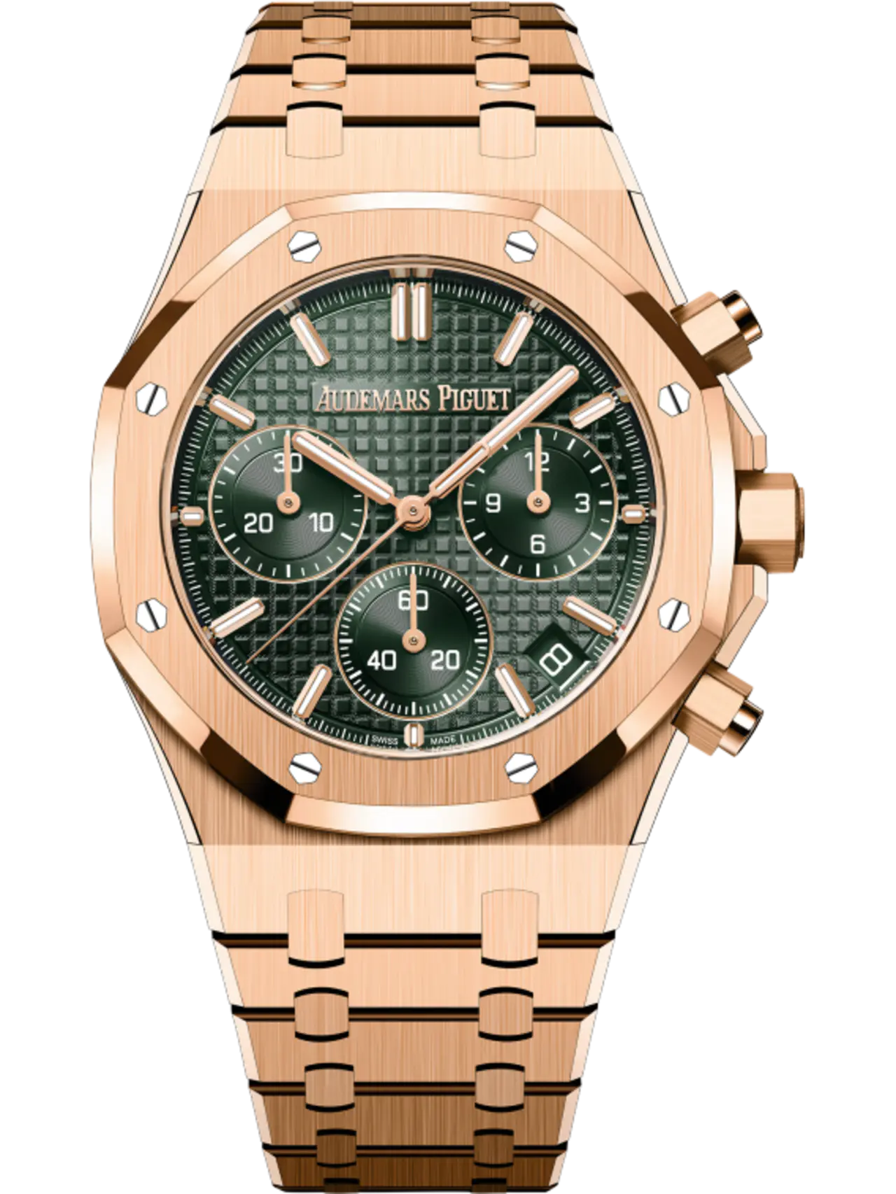 5948b072e56020c3a0e41fe5130cf2079190f918dda19226be3930d99ef99880.webp A&P ROYAL OAK Pink Gold Khaki Green Dial CHRONOGRAPH 41mm - Image 1