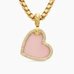 DY Elements® Heart Amulet 18K Yellow Gold with Pink Opal and Diamonds