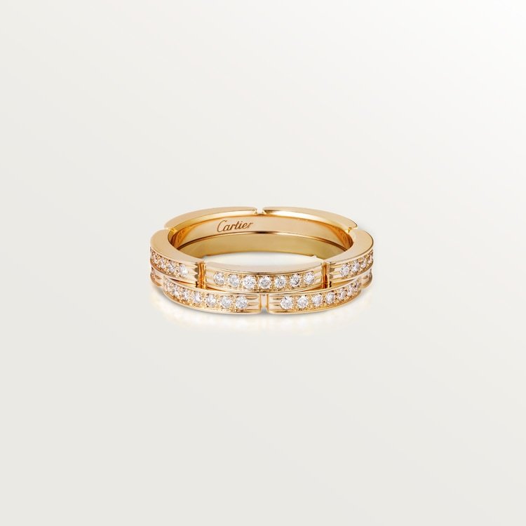 5b3aac3b72be59c9ae32c040f3f1b31c.jpg MAILLON PANTHÈRE WEDDING BAND, 2 HALF DIAMOND-PAVED ROWS - Image 1