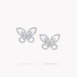 Butterfly Silhouette Diamond Stud Earrings WHITE GOLD
