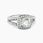 Petite Albion® Ring Sterling Silver with Prasiolite and Diamonds, 7mm